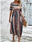 cheap Print Dresses-Women&#039;s Casual Dress Print Crew Neck Midi Dress Vacation Half Sleeve Summer