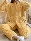 cheap Women&#039;s Sleepwear-Women&#039;s Fleece Fluffy Fuzzy Warm Pajamas Sets Animal Warm Casual Comfort Home Bed Flannel Warm Breathable V Wire Long Sleeve Shirt Pant Button Pocket Fall Winter White Yellow