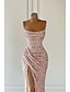 cheap Prom Dresses-Sheath / Column Prom Dresses Elegant Dress Formal Prom Floor Length Sleeveless Strapless Sequined with Glitter Sequin 2024