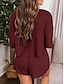 ieftine Bluze simple pentru femei-A stabilit Pentru femei Negru Galben Roz Îmbujorat Culoare solidă Cordon Tricou Decupat Stradă Zilnic Modă În V Fit regulat S