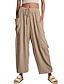 abordables Pantalones de mujer-Mujer Pantalones de lino Pantalones Sabana de algodon Bolsillo Longitud total Negro Primavera verano