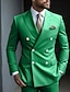 זול חליפות-חליפות נשף גברים סייג חליפות חתונה בצבע אחיד 2 חלקים עסקית יומית פלוס מידה כפולה חזה שישה כפתורים 2024