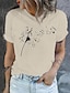 abordables Camisetas de mujer-Mujer Camiseta Algodón 100% Algodón Diente de león Música Estampado Festivos Fin de semana Básico Manga Corta Escote Redondo Negro