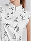 baratos Coleção de designers-Mulheres vestido de golfe Preto Branco Sem Manga Desenho Animado Roupas femininas de golfe, roupas, roupas, roupas