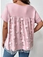 economico Top da donna Basic-Camicia Blusa Per donna Rosa Blu Floreale Retato Ricamato Strada Giornaliero Di tendenza Rotonda Standard XL
