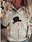 cheap Women&#039;s Hoodies &amp; Sweatshirts-Women&#039;s Hoodie Sweatshirt Pullover Snowman Letter Dandelion Casual Button Drawstring Front Pocket Black Red Orange Active Hoodie Long Sleeve Top Micro-elastic Fall &amp; Winter