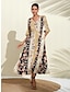 Χαμηλού Κόστους print casual φόρεμα-floral swing maxi φόρεμα με τσέπη με φερμουάρ