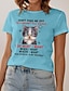billiga T-shirts för damer-Dam T-shirt 100 % bomull Katt Bokstav Dagligen Helgen Mönster Vit Kortärmad Mode Rolig Rund hals Sommar