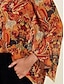 Χαμηλού Κόστους Γυναικείες Μπλούζες &amp; Πουκάμισα-Μπλούζα σιφόν paisley με βολάν με μανίκια