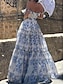 Χαμηλού Κόστους Print Φορέματα-Γυναικεία Δίχτυ Καθημερινό φόρεμα Φόρεμα σε γραμμή Α Φλοράλ Εξώπλατο Στάμπα Τιράντες Μακρύ Φόρεμα Μάξι Φόρεμα Διακοπές Αμάνικο Καλοκαίρι