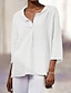 Χαμηλού Κόστους Βασικές Γυναικείες Μπλούζες-λινό πουκάμισο Μακριά βαμβακερά μπλουζάκια Λευκό βαμβάκι Λευκή βαμβακερή μπλούζα Γυναικεία Μαύρο Λευκό Πορτοκαλί Συμπαγές Χρώμα Λάγνος Δρόμος Καθημερινά Μοντέρνα Λαιμόκοψη V Βαμβακερά λευκά είδη