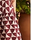 Χαμηλού Κόστους print casual φόρεμα-Τούβλο κόκκινο γεωμετρικό φόρεμα καμίνι
