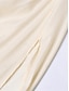 abordables vestidos sencillos-Mujer Vestido informal vestido largo vestido largo Volante más alto bajo Cita Elegante Vintage Escote en Pico Manga Larga Vino Fucsia Albaricoque Color