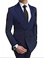 abordables Trajes-Trajes de boda para hombre blanco y negro 2 piezas talla grande color liso ajuste estándar doble botonadura seis botones 2024