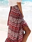 cheap Maxi Skirts-Women&#039;s Skirt A Line Wrap Skirt Bohemia Maxi High Waist Skirts Ruffle Floral Print Floral Vacation Beach Summer Polyester Beach Wear Boho Red