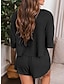 ieftine Bluze simple pentru femei-A stabilit Pentru femei Negru Galben Roz Îmbujorat Culoare solidă Cordon Tricou Decupat Stradă Zilnic Modă În V Fit regulat S