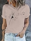 abordables Camisetas de mujer-Mujer Camiseta Algodón 100% Algodón Diente de león Música Estampado Festivos Fin de semana Básico Manga Corta Escote Redondo Negro