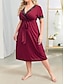 cheap Plus Size Casual Dresses-Women&#039;s Plus Size Curve Black Dress Casual Dress Plain Midi Dress Short Sleeve Lace up Lace V Neck Fashion Daily Red Green Summer XL 2XL 3XL 4XL 5XL