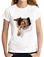 billiga T-shirts för damer-Dam T-shirt Katt Hund Dagligen Helgen Mönster Svart Kortärmad Mode Rolig Rund hals Vår &amp; sommar