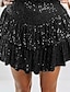 cheap Mini Skirt-Women&#039;s Skirt Sparkly Skirt Mini High Waist Skirts Sequins Layered Solid Colored Carnival Date Summer Polyester Fashion Shiny Silver Black Purple Green