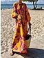 abordables Vestidos estampados-Mujer Vestido informal Floral Bolsillo Estampado Escote en Pico vestido largo vestido largo Boho Vacaciones Manga Larga Verano Primavera