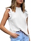 ieftine Bluze simple pentru femei-Rezervor Pentru femei Negru Alb Roz Îmbujorat Culoare solidă Bufantă Stradă Zilnic Modă Rotund S