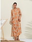 رخيصةأون طباعة فستان عارضة-قميص مغربي منقوش عليه زهور بياقة دائرية