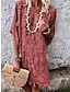 Χαμηλού Κόστους Print Φορέματα-Γυναικεία Vintage Φόρεμα Καθημερινό φόρεμα Γεωμετρικό Φυλής Φούντα Στάμπα Λαιμόκοψη V Μίνι φόρεμα Βοημία Etnic Διακοπές Μισό μανίκι Καλοκαίρι