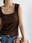 cheap Basic Women&#039;s Tops-Tank Women&#039;s Black White Brown Solid Color Sexy Street Daily Fashion Square Neck S