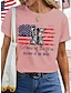 olcso Női pólók-Női Póló 100% pamut Zászló Nyomtatott Hétköznapi Hétvége Divat Alap Rövid ujjú Terített nyak Fehér Nyár