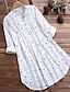 Χαμηλού Κόστους Βασικές Γυναικείες Μπλούζες-λινό πουκάμισο Μακριά βαμβακερά μπλουζάκια Λευκό βαμβάκι Λευκή βαμβακερή μπλούζα Γυναικεία Λευκό Θαλασσί Πράσινο του τριφυλλιού Φλοράλ Κουμπί Εκτύπωση Δρόμος Καθημερινά Μοντέρνα Στρογγυλή Λαιμόκοψη