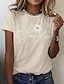 billige T-shirts til kvinde-Dame T-shirt Sort Hvid Gul Grafisk Daisy Trykt mønster Kortærmet Daglig I-byen-tøj Basale Rund hals Normal 100 % bomuld Blomster Tema S