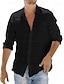 billiga fritidsskjortor för män-Herr Skjorta Knapp upp skjorta Casual skjorta Sommarskjorta Strandskjorta Svart Vit Mörkblå Långärmad Slät Kavajslag Hawaiisk Helgdag Kläder Mode Ledigt Bekväm