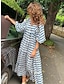 olcso Mintás ruhák-Női hétköznapi ruha Virágos Színes Nyomtatott Terített nyak Hosszú ruha Maxi ruha Csehország Vakáció Háromnegyedes Nyár