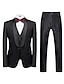 cheap Tuxedo Suits-Silver Black White Men&#039;s Prom Suits Party Prom Tuxedos 3 Piece Jacquard Shawl Collar Tailored Fit Single Breasted One-button 2024