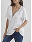 preiswerte T-Shirts für Damen-Damen T Shirt Herz Bedruckt Viertel Postleitzahl Ausgehen Modisch Kurzarm V Ausschnitt Weiß Frühling Sommer