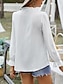 preiswerte Blusen und Hemden für Damen-Damen Hemd Spitzenhemd Bluse Weißes Spitzenhemd Glatt Casual mit Schnürung Rüsche Schwarz Langarm Modisch Täglich V Ausschnitt Sommer Frühling