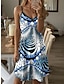 Χαμηλού Κόστους Print Φορέματα-Γυναικεία Καθημερινό φόρεμα Σλιπ Φόρεμα Λεοπάρ Συνδυασμός Χρωμάτων Στάμπα Τιράντες Μίνι φόρεμα Διακοπές Αμάνικο Καλοκαίρι