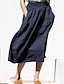 abordables Faldas de lino de algodón-Mujer Falda Línea A Midi Alta cintura Faldas Bolsillo Color sólido Casual Diario Fin de semana Verano Lino Básico Casual Azul Marino Caqui