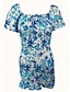 preiswerte Bedruckte Kleider-Damen A Linie Kleid Blumen Gerafft Quadratischer Ausschnitt Minikleid Hawaiianisch Party Kurzarm Sommer