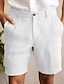 cheap Linen Shorts-Men&#039;s Shorts Linen Shorts Summer Shorts Zipper Button Pocket Plain Comfort Breathable Outdoor Daily Going out Linen Cotton Blend Fashion Casual Black White