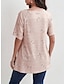 billige T-skjorter til kvinner-Dame T skjorte Hjerte Trykt mønster Quarter Zip Ut på byen Mote Kortermet V-hals Hvit Vår sommer