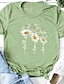billige T-shirts til kvinde-Dame T-shirt Sommerfugl Daisy Trykt mønster Afslappet Ferie Mode Kortærmet Rund hals Gul Forår sommer