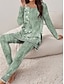 ieftine Costume din Două Piese-Pentru femei Tricou Seturi de pantaloni Floral Imprimeu În aer liber Casual Sport Zilnic Manșon Lung Rotund Verde Deschis Primăvara &amp; toamnă