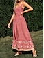 abordables Robes à motifs-Femme Robe casual Floral Dos Nu Imprimer A Bretelles robe longue Bohême Vacances Sans Manches Eté