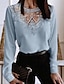 cheap Basic Women&#039;s Tops-Blouse Women&#039;s White Pink Light Blue Lace Patchwork Daily Elegant Round Regular Fit S