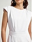 זול שמלת מסיבה-שמלת קוקטייל לנשים באורך הברך לבנה חצי רשמי גב פתוח אסימטרית שמלת קיץ