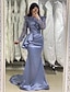 Χαμηλού Κόστους Βραδινά Φορέματα-θήκη / κολόνα βραδινό φόρεμα κομψό φόρεμα επίσημο μαύρο φόρεμα τσαγιού μήκους 3/4 μανίκι τετράγωνο λαιμό ελαστικό ύφασμα με φτερό 2023