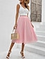 cheap Chiffon Skirts-Women&#039;s Skirt Swing Knee-length High Waist Skirts Pleated Solid Colored Daily Date Summer Chiffon Elegant Fashion Casual Pink