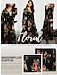 tanie drukowana sukienka na co dzień-Sukienka maxi z szyfonowym kwiatowym nadrukiem i wiązaniem w talii